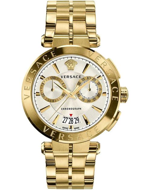 Versace Men's Watch Aion Chronograph 45mm Gold White 